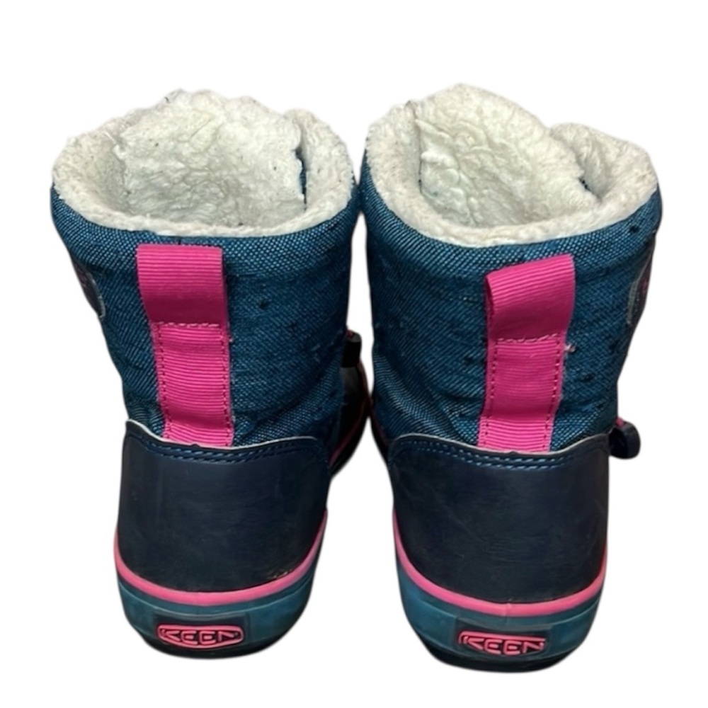 KEEN Elsa Waterproof Navy Blue & Pink Kids Sherpa Lined Rubber Winter Boot Sz 1 - Picture 5 of 8